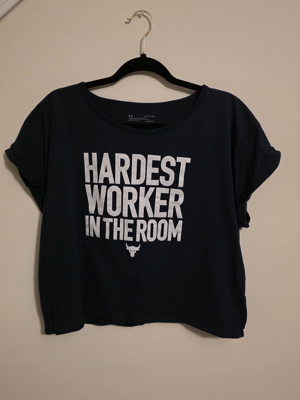 Under Armour HeatGear Hardest Worker In The Room Tee Women’s XL Navy